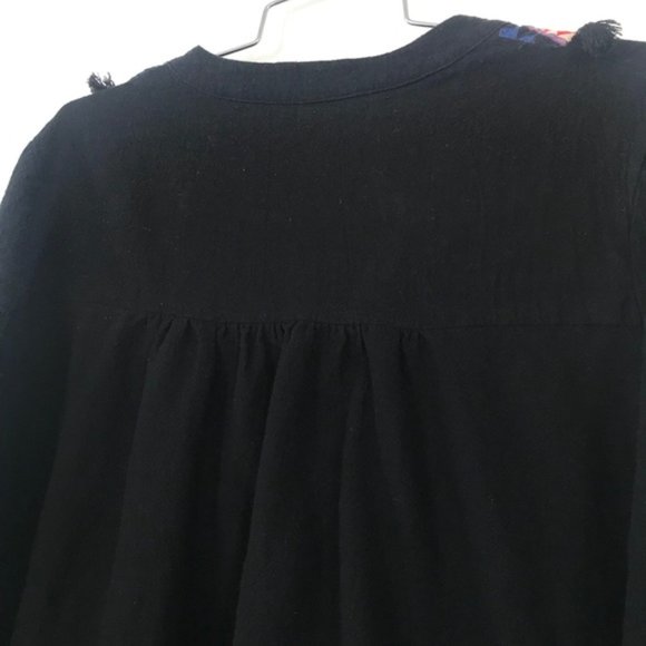 Black embroidered tassel fringe boho dress S - Picture 6 of 7